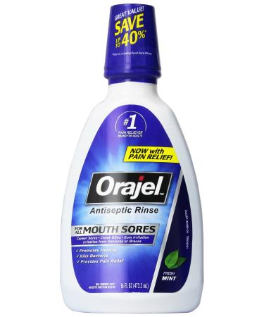 Orajel Antiseptic Mouth Sore Rinse 16 oz (Pack of 4) 16 Fl Oz (Pack of 4)