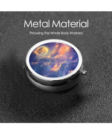 Lovely Giant Moon Portable Metal Pill Box | Round Mini 3-Compartment | Travel Essential | Hinged Design for Small Pills - Black - Buy Online on GoSupps.com