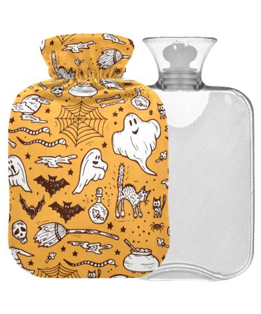 NAANLE Halloween hot water bottle with reference transparent hot water bottle 2l large hot hot water bottle for bed handfoots Warmer pain relief heat and cold therapy