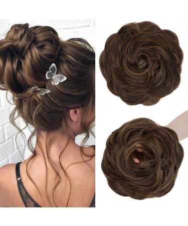 S-Noilite hair pieces for women hair scrunchies thick messy bun hair bun updo Chignons ponytail extenions - Dark Brown mix Light Auburn Dark Brown & Light Auburn