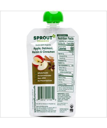 Sprout Organic Baby Food - Apple Oatmeal Raisin with Cinnamon - 6 Months+ - 3.5 oz - Buy Online on GoSupps.com