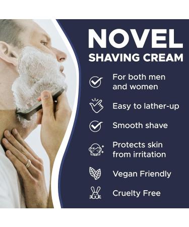 NOVEL Gentle Shaving Cream for Men and Women - 150ml - Sensitive Skin Formula with Great Scent and Luscious Lather - Buy Online on GoSupps.com