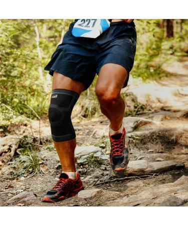 TechWare Pro Knee Compression Sleeve with Side Stabilizers & Patella Gel Pads - Large Black/Gray - Buy Online on GoSupps.com