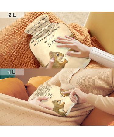 Squirrel Hot Water Bottle with Cover - 1L Small Pain Relief Bag BPA-Free Ideal for Cramps & Comfort - Buy Online on GoSupps.com