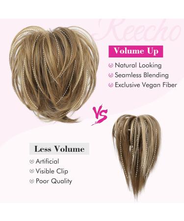 REECHO Messy Bun Hair Piece Claw Clip Ponytail Extension - Light Brown with Highlights - Buy Online on GoSupps.com