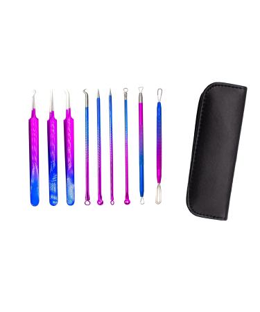 9PCS Blackhead Remover Tool Kit Professional Pimple Popper Tool -Treatment for Pimples Blackheads Blemish Zit Removing Forehead and Nose(Colorful)