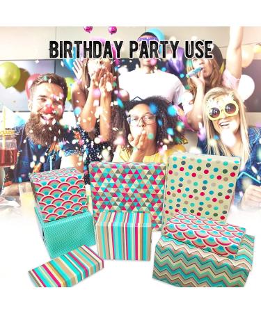 Wrapping Paper Sheets - Birthday Wrapping Paper Set Included 6 Pack Gift Wrap Papers and Gift Sticker & Ribbon - Eco Gift Wrapping Paper Birthday Paper Present Wrapping Paper for Women Men Female Girls Boys Male Adult Any Occasion - Buy Online on GoSupps.com