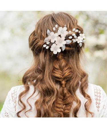 Buy Landrain 5 Pieces Silver U-Shaped Flower Pearl Hairpins - Elegant Bridal Hair Accessories for Weddings - Buy Online on GoSupps.com