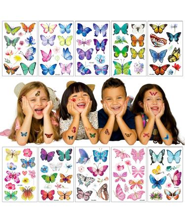 Colorful & Waterproof Butterfly Temporary Tattoos - 100 Pcs for Kids & Women | Perfect for Party Favors, Gifts & Decoration - Buy Online on GoSupps.com