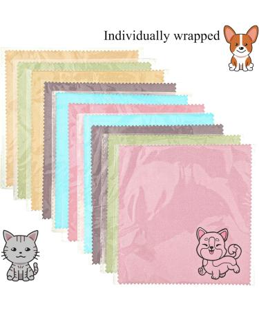 20 Pcs Microfiber Cleaning Cloths - Cute Dog Design Soft Multicolor Eyeglasses & Lens Cleaner 6x6 Inches - Ideal for Screens & Glasses - Buy Online on GoSupps.com