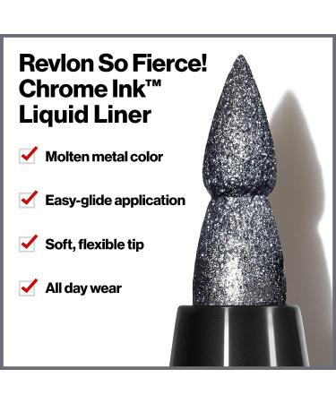 Revlon So Fierce! Chrome Ink Liquid Eyeliner 901 Gunmetal - Longlasting Metallic Pen Liner - 0.03 oz - Buy Online on GoSupps.com