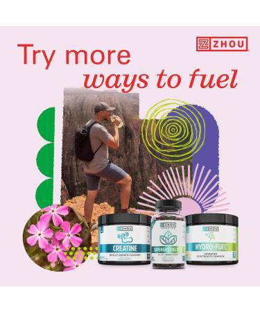 Zhou Nutrition Sugar-Free Creatine Monohydrate Chewables 5g - Organic Non-GMO Pink Lemonade Gummies for Men & Women | 60 Count - Buy Online on GoSupps.com
