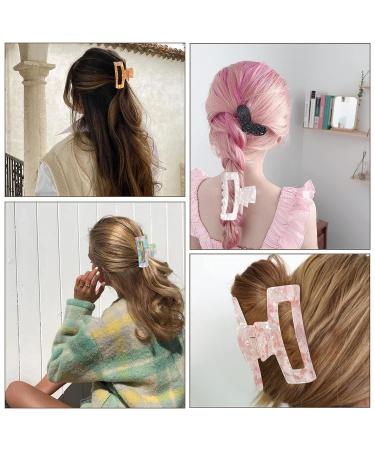 Magicsky 10 Pcs Marble Tortoise Acrylic Hair Claw Clips for Women - Cute Butterfly Barrettes Pins - Aesthetic Styling Accessories in Brown Opal Pink Multicolor - Buy Online on GoSupps.com