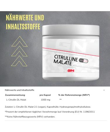 GN Laboratories Citrulline Malate Tera Caps - 200 Amino Acid Capsules for Optimal Performance | Premium Quality Made in Germany - International Shipping Available - Buy Online on GoSupps.com