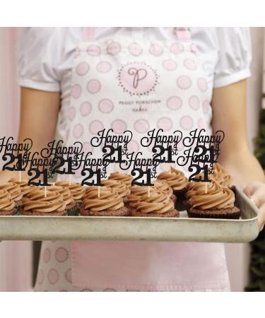 Pack of 24 21 Cupcake Toppers Glitter Happy 21st Birthday Cake Toppers Number 21 Eightteen Sweet 21 Birthday Wedding Anniversary Party Cake Decorations Accessories Black 21st-schwarz - Buy Online on GoSupps.com