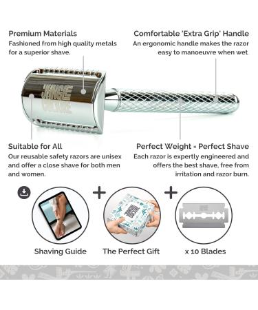 Jungle Culture Eco-Friendly Silver Razor Plane for Women - Includes 10 Blades | Sustainable Metal Safety Razor for Face & Body | Perfect Beauty Gift Bag - Buy Online on GoSupps.com