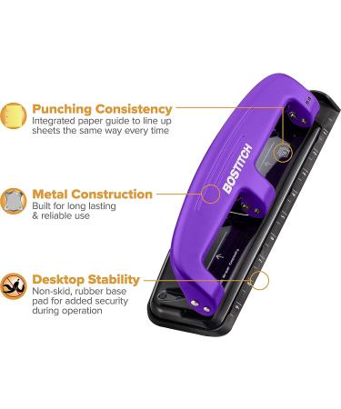 Bostitch Office EZ Squeeze 3-Hole Punch - Purple (2105) | 12 Sheets Capacity - Buy Online on GoSupps.com