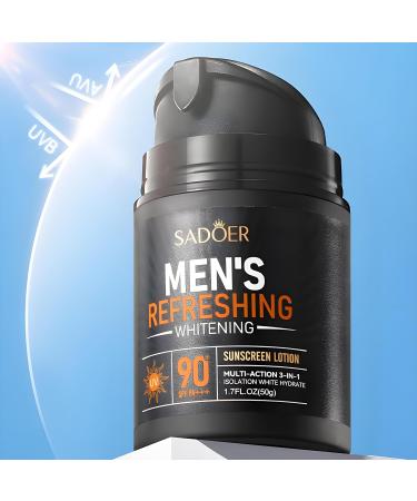 Men's Refreshing Sunscreen SPF 90+ PA++ | Non-Greasy Moisturizing Travel Size 50g - Buy Online on GoSupps.com
