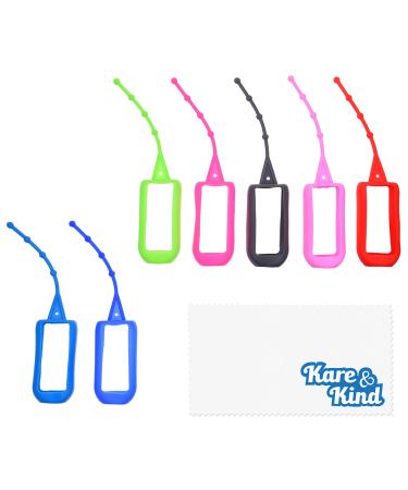 Kare & Kind 7x Silicone Hand Sanitizer Protective Cases (empty) - Soft Smooth Holders for 50 ML Bottles - Comes with Soft Adjustable Loops for Backpacks Keychains - Use for Travel Home