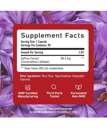 SMNutrition Saffron Supplement & Ashwagandha with Black Pepper | Herbal Adaptogen Bundle with Saffron Extract (90 Servings) and Ashwagandha Capsules (60 Servings) - Buy Online on GoSupps.com