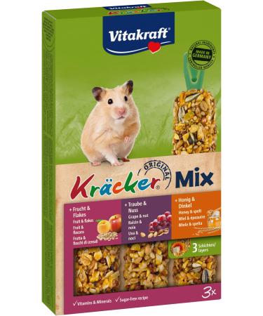 Vitakraft Cracker Mix snack sticks for hamsters honey and spelt grape and nut fruit and flakes (5 x 3 pieces)