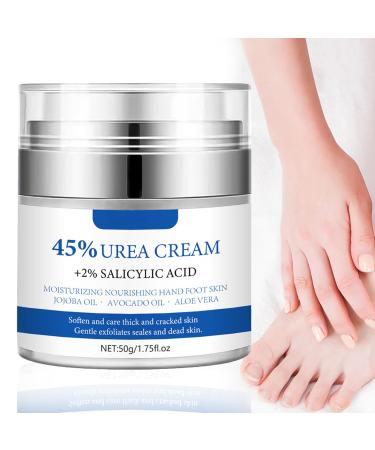 Urea Cream 45 with 2 salicylic acid shea butter foot cream healing foot lotion for dry cracked skin and rough callused feet moisturizing for the foot care of men and women 50 ml