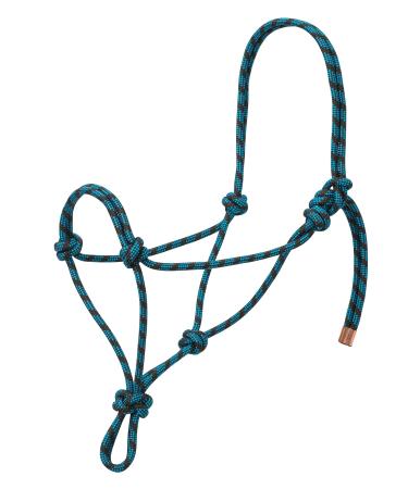 Weaver Leather Diamond Braid Rope Halter, Average Horse Black/Hurricane Blue