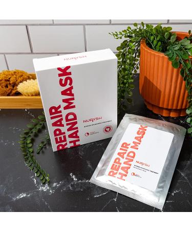 NURYSH REPAIR Hand Mask - Hydrating Gloves with Argan Oil, Vitamins A & E for Softening Rough, Cracked Hands - 5 Pairs - Buy Online on GoSupps.com