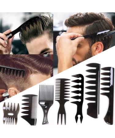 Professional 7pcs Wide Tooth Comb Set for Men - Ideal for Wet Hair Styling and Shaping | Barber Tools & Accessories - Buy Online on GoSupps.com