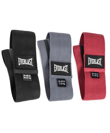 Everlast Woven Resistance Bands (Set of 3) - Portable Resistance Bands for Home Fitness Pilates Strength Training Gym Gear Lightweight & Perfect for Lower Body Targeting & Home Gym Workouts