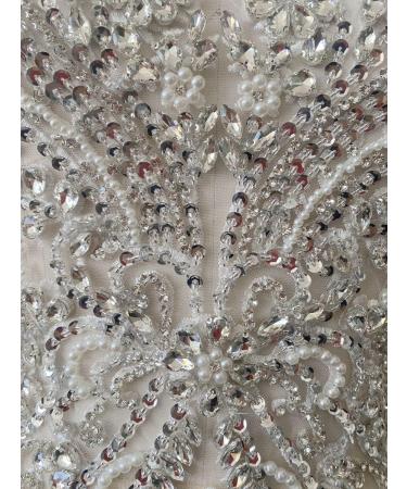 Handmade White Rhinestone Lace Bodice Applique Trim for Dress - 16 Colors, Beads & Sequins Sew-On Patches - Buy Online on GoSupps.com