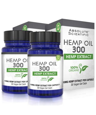 Absolute Nutrition Hemp Oil Capsules 2 Pack 60ct - 100% Organic Hemp Capsules - Rich in Omega Fatty Acids 3 6 9 - Grown and Made in USA - with MCT Oil