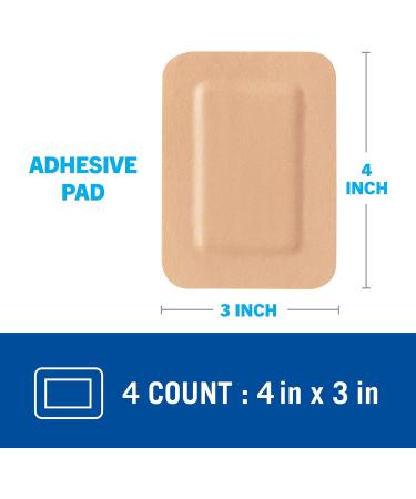 Nexcare Cushioned Adhesive Pad AWP-34-CA Waterproof 3 in x 4 in (76.2 mm x 101 mm) 4/Pack - Buy Online on GoSupps.com