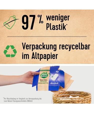 Love Nature Wash Bars - Eco-Friendly Universal Detergent 60 Pre-Dosed Bars (3 x 20) with Sustainable Packaging - Compact Natural Cleaning Power - Buy Online on GoSupps.com