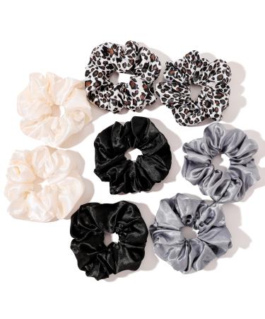 Scrunchies Hair Ties for Girls Women Elastics Bands Ponytail Holder Pack of Neutral Hair Accessories Big Large Scrunchie Cute Hairties for Thick Hair 4MIXED
