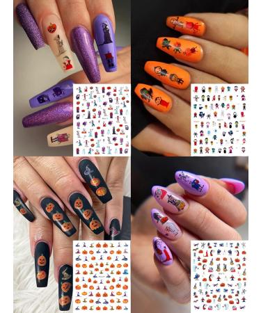 12 Sheets Halloween Nail Stickers EBANKU 3D Halloween Self-Adhesive Pumpkin Skull Ghost Bat Grave Nail Decals DIY Nail Decorations for Halloween Party - Buy Online on GoSupps.com