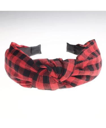 VIVIAN & VINCENT 2 Pack Womens Vintage Plaid Headbands Hair Band Valentines Gift Black and Red Buffalo Plaid - Buy Online on GoSupps.com