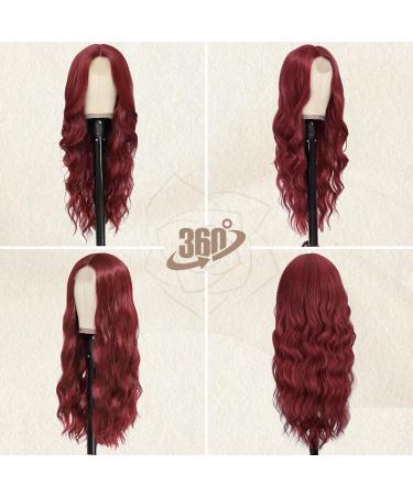 Buy BARSDAR Long Wavy Red Wig - 66cm Middle Parting Curly Lace Front - Heat-Resistant Synthetic Hair for Women | Perfect for Daily Party Cosplay & Halloween - Buy Online on GoSupps.com