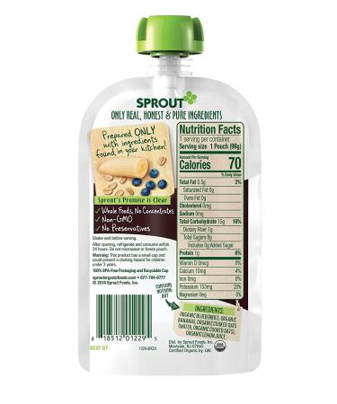 Sprout Organic Baby Food - Blueberry Banana Oatmeal (6+ Months) 3.5 oz - Buy Online on GoSupps.com