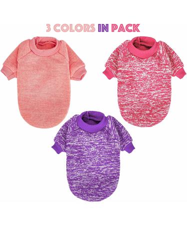 Dog Sweater 3 Pack for Small Dogs - Warm & Soft Pet Clothes for Winter - X-Small - Pink, Purple, Hot Pink - Buy Online on GoSupps.com