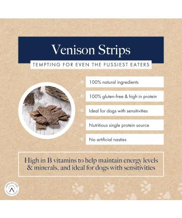 Hollings Treat Strips with Venison Dog Training Treats 100% Natural Air Dried Venison Strips for Adult Dogs Gluten Free & High in Protein (5 Pack) 5 count (Pack of 1) - Buy Online on GoSupps.com