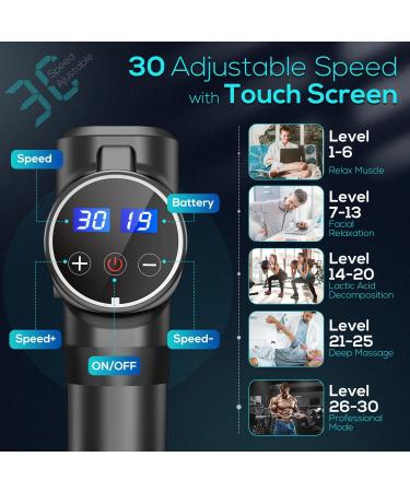 ANSGEC Powerful Massage Gun - 30 Speed Deep Tissue Percussion Massager with 8 Attachments - Quiet Portable & Effective for Neck and Back Relief - Buy Online on GoSupps.com