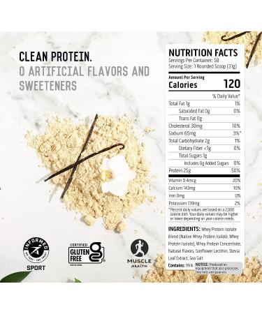 Ascent 100% Whey Protein Powder - Vanilla Bean, 4 lb - Gluten Free, Zero Artificial Flavors & Sweeteners - 5.7g BCAA, 2.7g Leucine - Essential Amino Acids - Post Workout Whey Protein Isolate - 58 Servings - Buy Online on GoSupps.com
