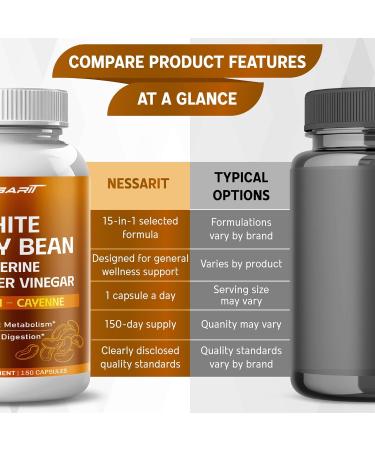 White Kidney Bean Berberine Apple Cider Vinegar Cinnamon & Cayenne Support Metabolism & Healthy Digestion 150 Capsules 150 Count (pack of 1) - Buy Online on GoSupps.com