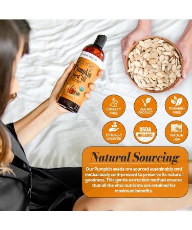 Natural Riches Pumpkin Seed Oil - USDA Organic 16oz Moisturizer | Pure Unrefined Cold Pressed Carrier Oil for Face Hair Body & Eyelashes - Buy Online on GoSupps.com