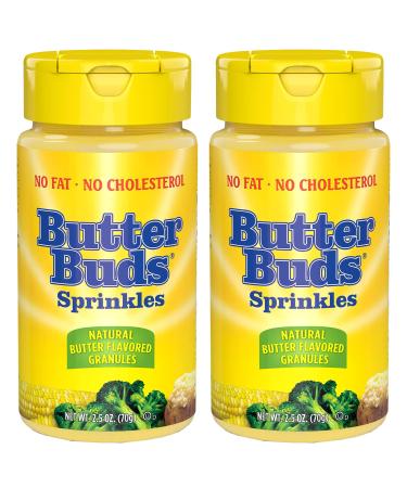 Butter Buds Sprinkles - Butter Flavor Granules - Natural - Gluten-Free - Lightly Salted Fat-Free Butter Substitute, 2.5oz (Pack of 2)