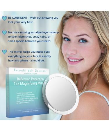 6 Inch Round 15X Magnifying Mirror for Makeup, Tweezing, Blackhead & Blemish Removal | Three Suction Cups for Easy Mounting - Buy Online on GoSupps.com