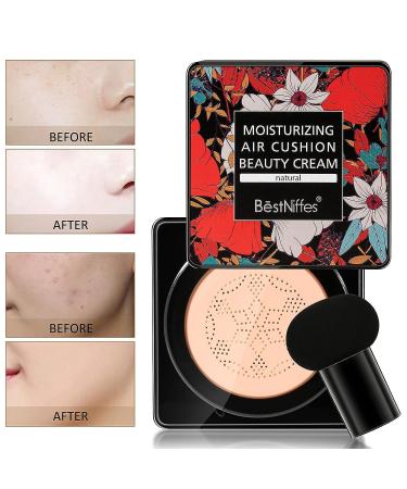 Bestniffes Mushroom Head Foundation Air Cushion CC Cream | Moisturizing Concealer | Bright Makeup Base | Long Lasting Formula | Includes Mushroom Makeup Sponge - Buy Online on GoSupps.com
