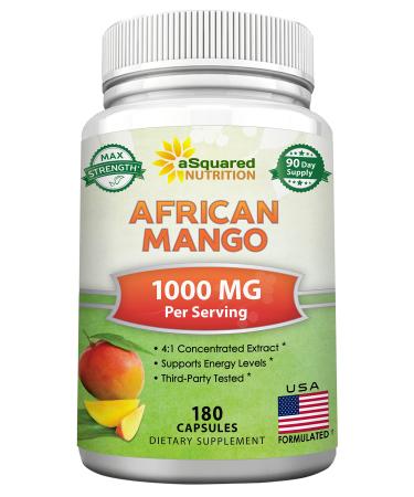 aSquared Nutrition African Mango Extract Cleanse (180 Capsules) - 4:1 Concentrated Extract - Irvingia Gabonensis Seed Fat Burner Fast Weight Loss Diet Pills Supplements Detox Capsules Slim Prime