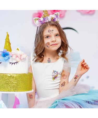 Qpout Kids Temporary Tattoos - 18 Sheets Fake Tattoos for Boys & Girls - Unicorn, Princess, Mermaid, Dinosaur, Dolphin, Astronaut Tattoo Sticker - Children Birthday Party Favors - Buy Online on GoSupps.com